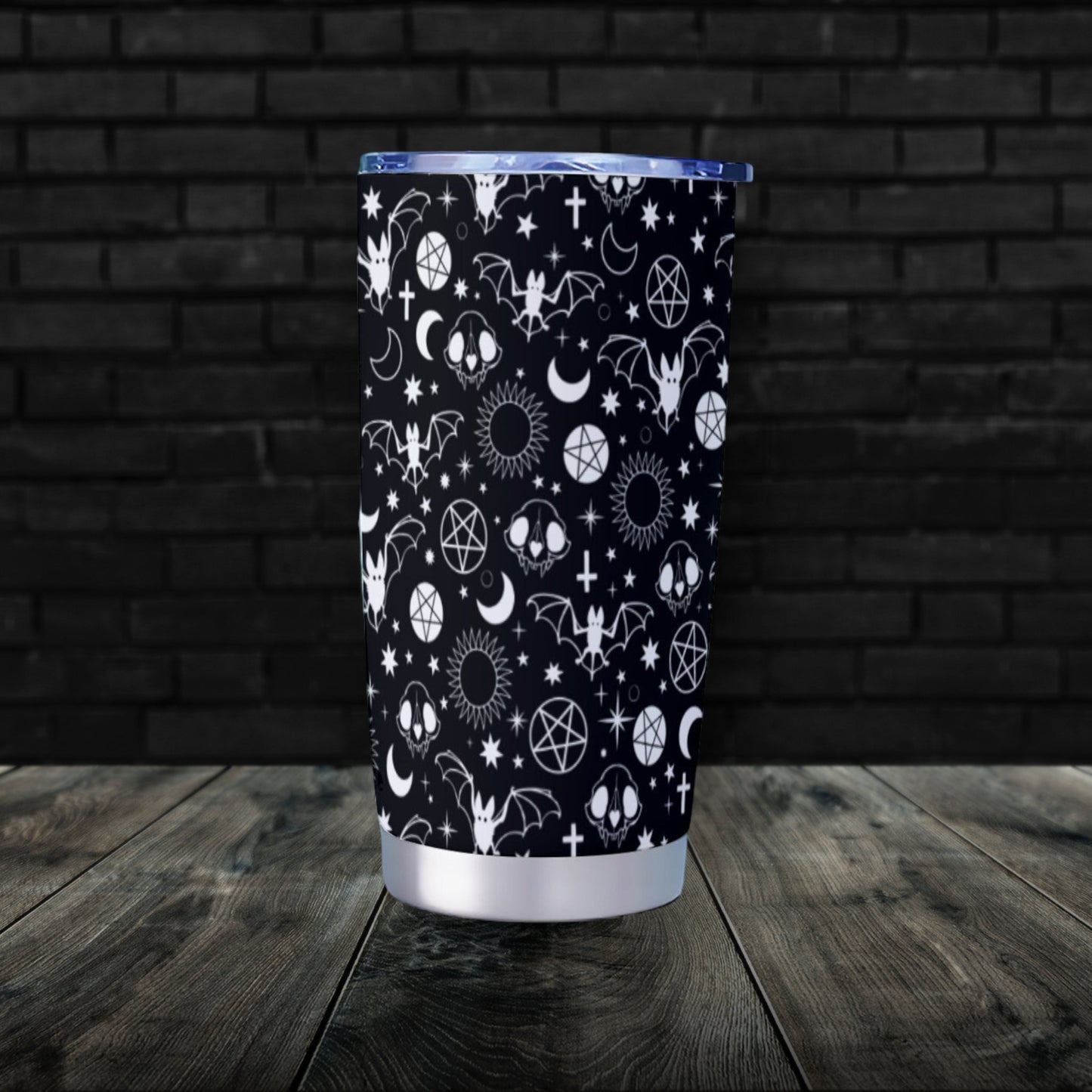 Bat Pattern Black Goth Tumbler – 20oz