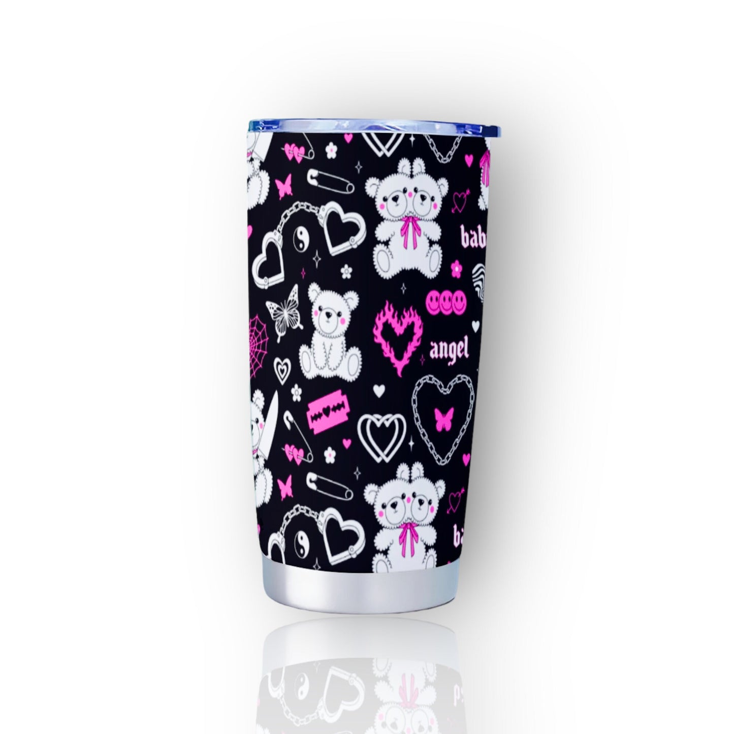 Emo Teddy Bears and Hearts Goth Tumbler – 20oz